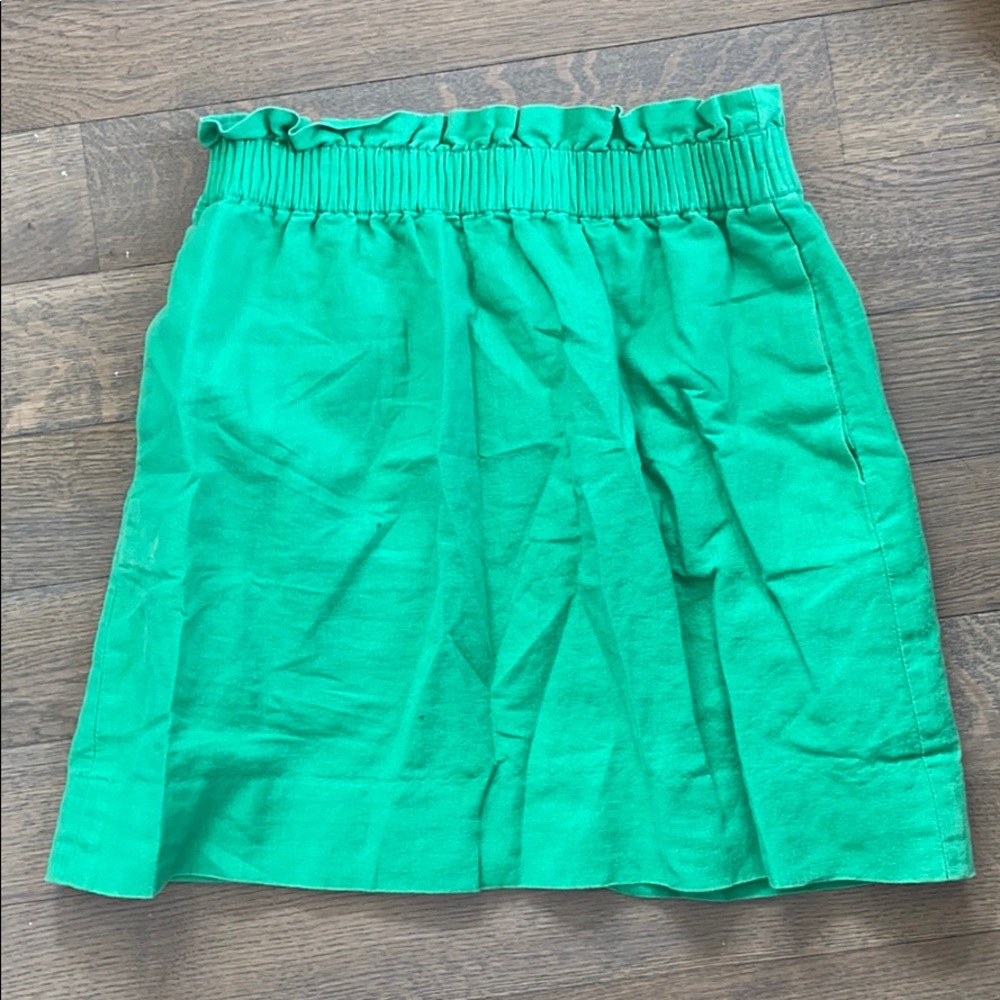 J crew green cotton skirt, elastic waist & pockets